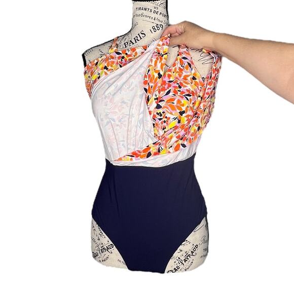 Anne Cole SIZE 10 V Neck Surplice Maillot One Piece Skirt Bottom Swim Dress - Picture 9 of 14